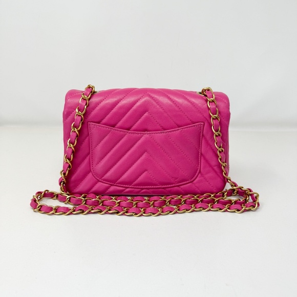 Chanel Pink Chevron Mini Rectangular Flap - Picture 4 of 10